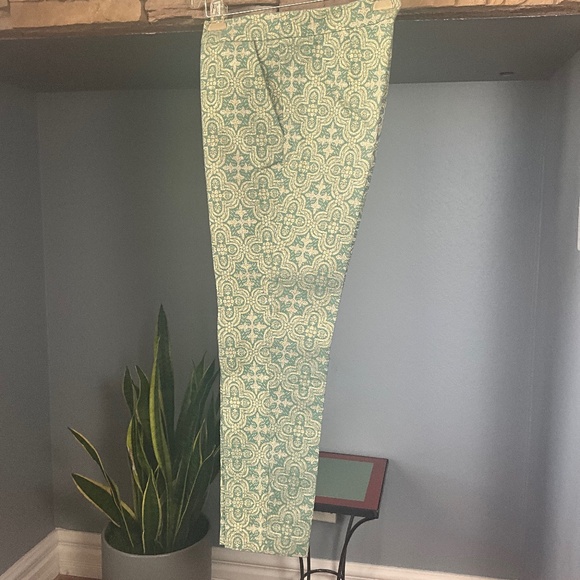 VTG NWOT Italy Brocade Metallic Cigarette Pants Party Holiday NYE Green Gold M - Picture 3 of 13